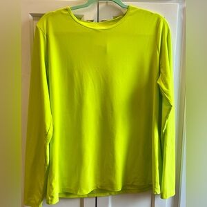 Boy’s Land’s End Athletic shirt.  Size 18.  Neon Green. Long Sleeve. Rashguard.